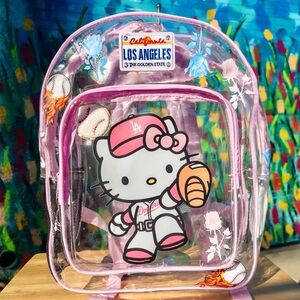 Hello Kitty LA DODGERS Clear Backpack 15” - Pink | Handmade w/ Retro Embroidery